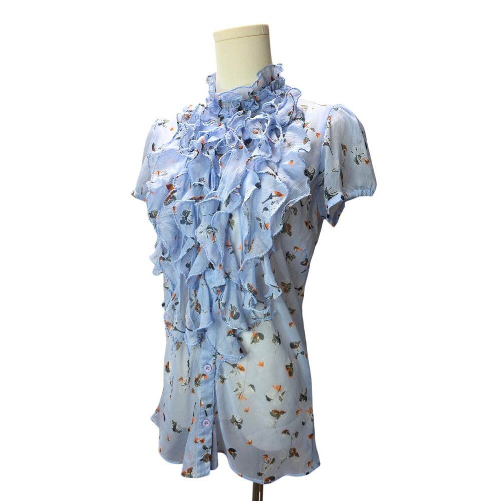 SAINT TROPEZ Floral Sheer Multi Ruffle Front Woven Top
